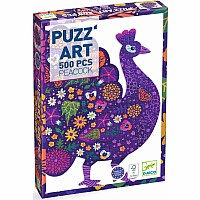  500pc Puzz'Art Peacock Shaped Jigsaw Puzzle