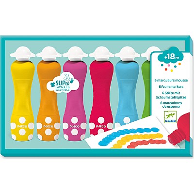 Djeco 6 Foam Markers For Little Hands