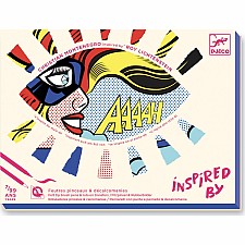 Superheroes Inspired by Lichtenstein Coloring and Rub-On Transfer Kit