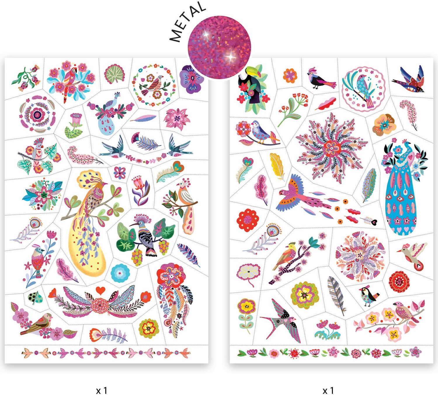 DJECO Bright Birds Temporary Tattoos