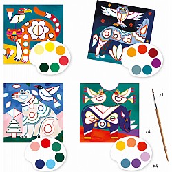 Djeco Fanciful Bestiary Surprise Watercolor Painting Cards Activity Set