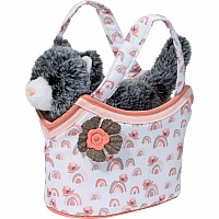 Pink Bird-tote with Chocolate Lab