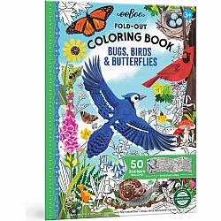 Fold Out Coloring Book, Bugs, Birds, and Butterflies
