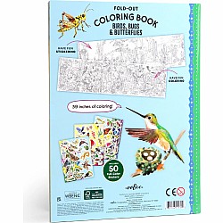 Fold Out Coloring Book, Bugs, Birds, and Butterflies