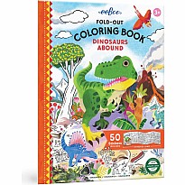 Dinosaurs Abound (fold-out coloring book with stickers)