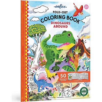 Dinosaurs Abound (fold-out coloring book with stickers)