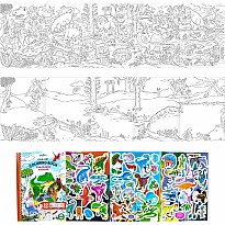 Dinosaurs Abound (fold-out coloring book with stickers)