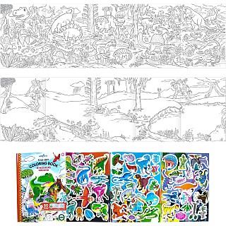 Dinosaurs Abound (fold-out coloring book with stickers)