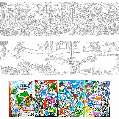 Dinosaurs Abound (fold-out coloring book with stickers)