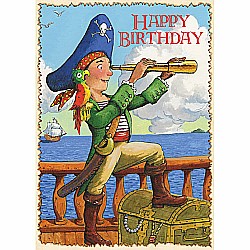 Pirate With Parrot Birthday Card