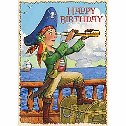 Pirate With Parrot Birthday Card