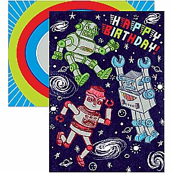 Silver Robots Birthday Card