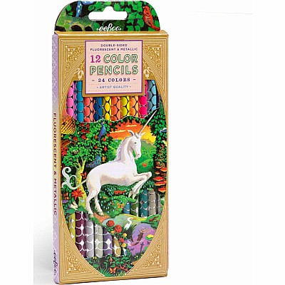 Unicorn Garden Special Pencils (12 color pencils -  double-sided )
