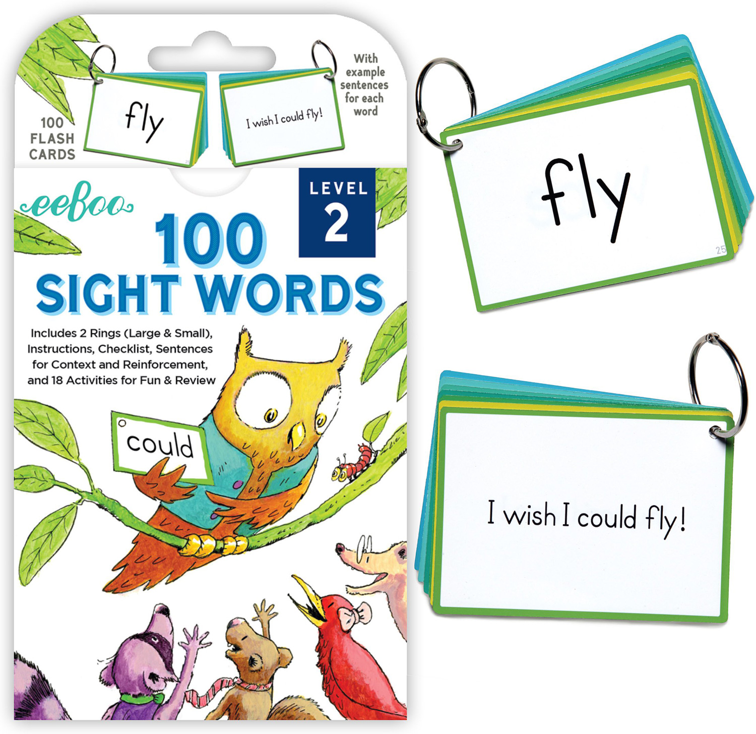 100 Sight Words Level 3 Literacy Dolch List Flash Cards for Kids eeBoo