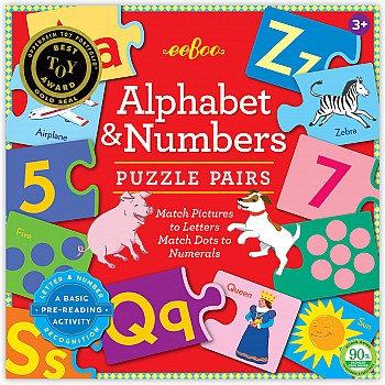 Eeboo "Alphabet and Numbers Pairs" (2 Pc 72 in 1 Puzzle)