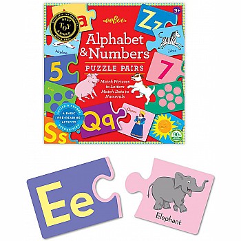 Eeboo "Alphabet and Numbers Pairs" (2 Pc 72 in 1 Puzzle)