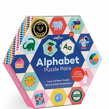 Eeboo "Alphabet Hexagon Puzzle Pairs" (2 pc 33 in 1 Puzzle)