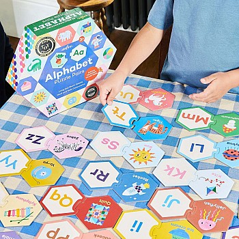 Eeboo "Alphabet Hexagon Puzzle Pairs" (2 pc 33 in 1 Puzzle)