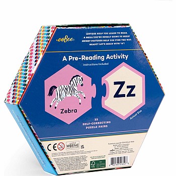 Eeboo "Alphabet Hexagon Puzzle Pairs" (2 pc 33 in 1 Puzzle)