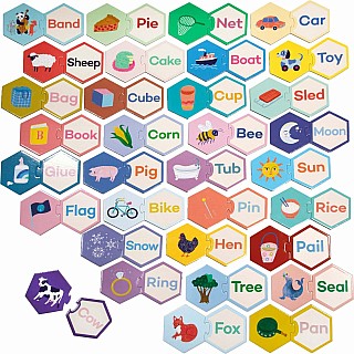 Simple Words Hexagon Puzzle Pairs