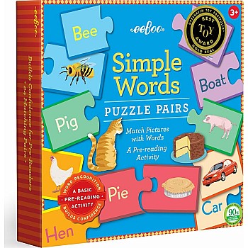 Eeboo "Simple Words Pairs" (2 Pc 48 in 1 Puzzle)