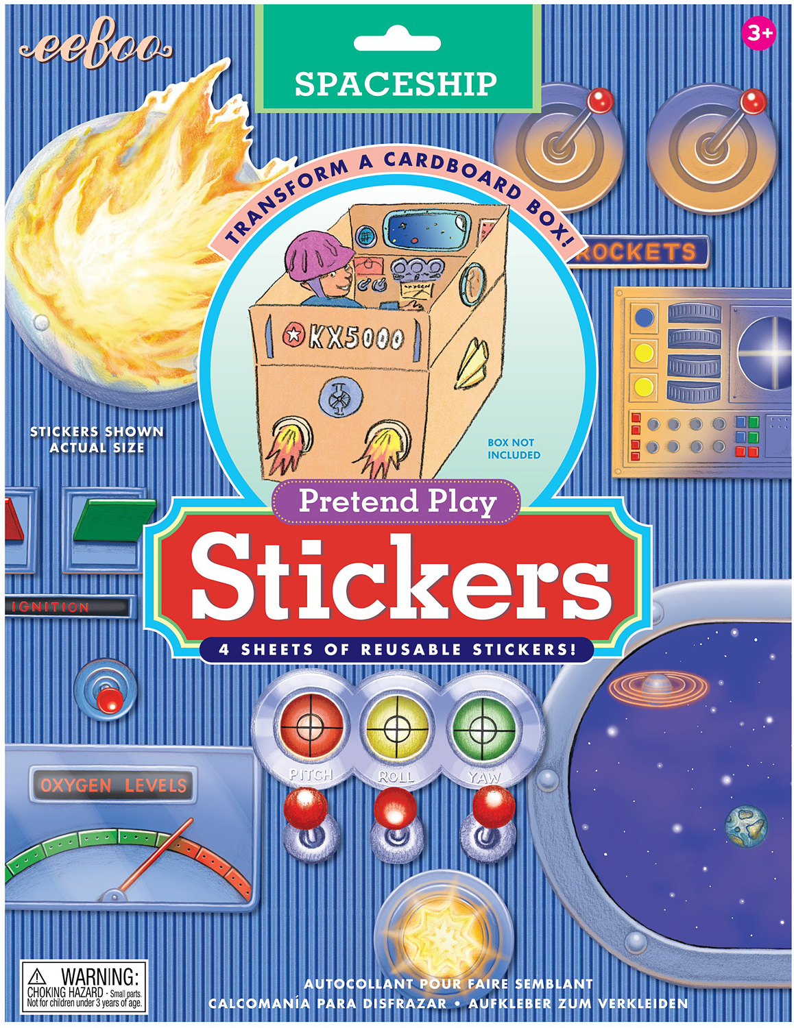 Spaceship Pretend Play Reusable Stickers Turn a Box Into a Spaceship Toy 