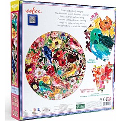 Eeboo "Birds and Blossoms" (500 Pc Round Puzzle)