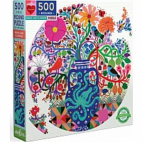 Birds And Flowers 500 Piece Round Puzzle