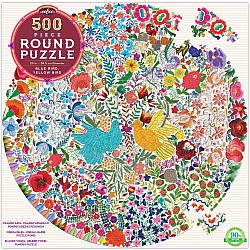 Eeboo "Blue Bird, Yellow Bird" (500 Pc Round Puzzle)