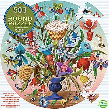 Crazy Bug Bouquet 500 Piece Round Puzzle