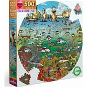 Fish And Boats 500 Piece Round Puzzle