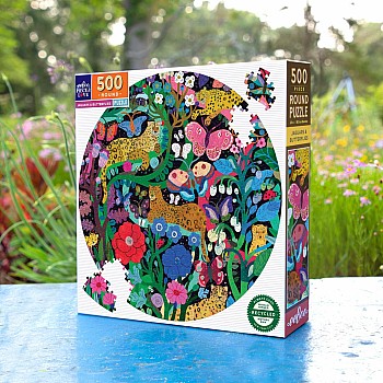 Eeboo "Jaguars and Butterflies" (500 Pc Round Puzzle)
