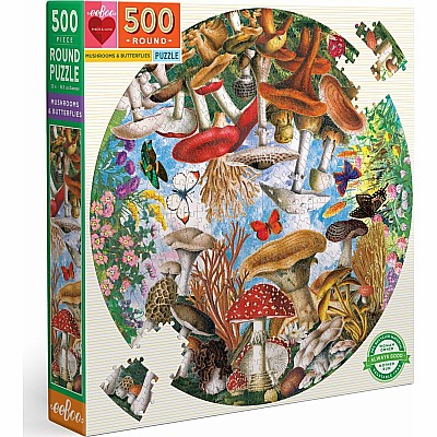 Mushrooms and Butterflies (500 piece round puzzles)