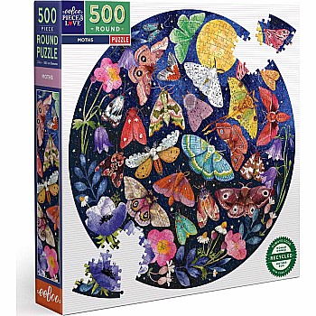 Eeboo "Moths" (500 Pc Round Puzzle)