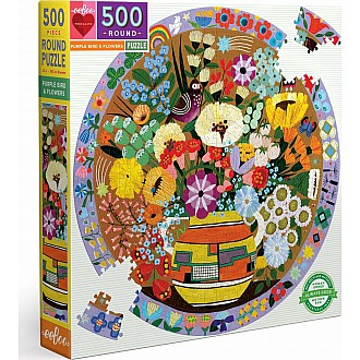 Purple Bird And Flowers 500 Piece Puzzle