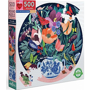 Eeboo "Still Life With Flowers" (500 Pc Round Puzzle)