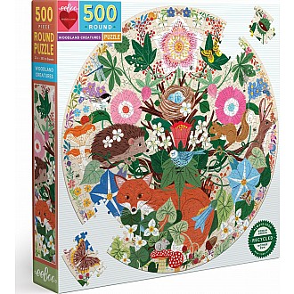 Woodland Creatures 500 Piece Round Puzzle