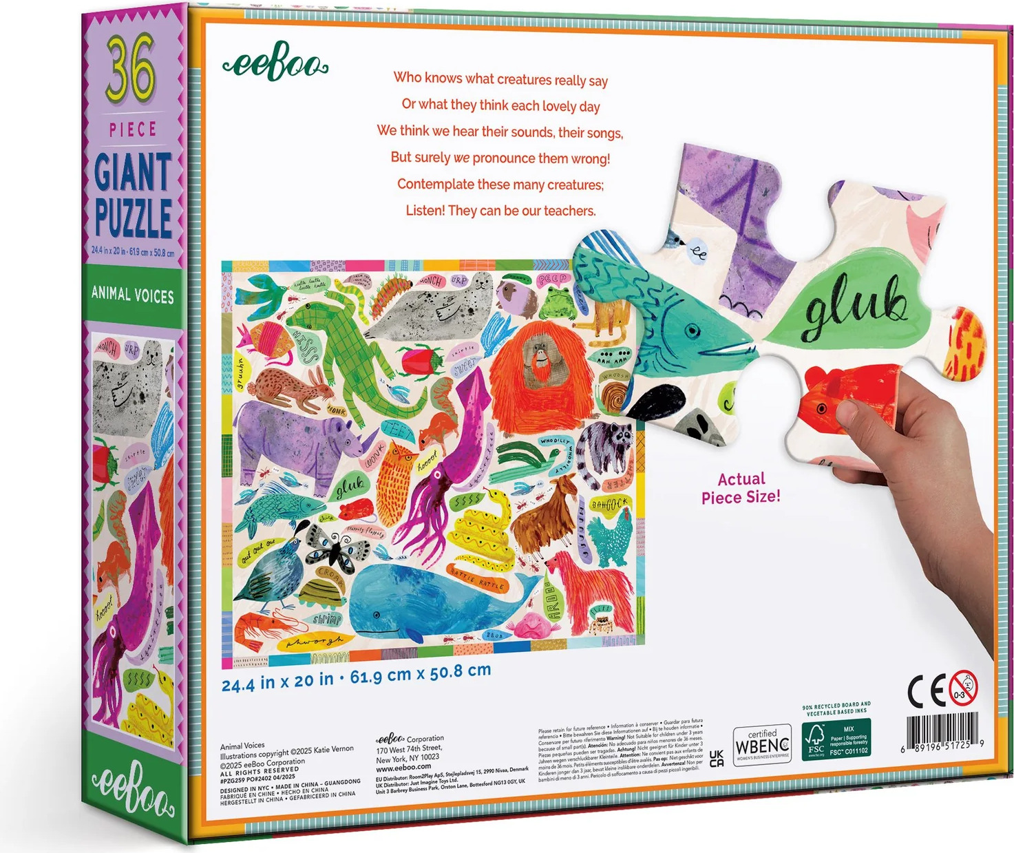 Animal Voices 36 Piece Giant Floor Puzzle