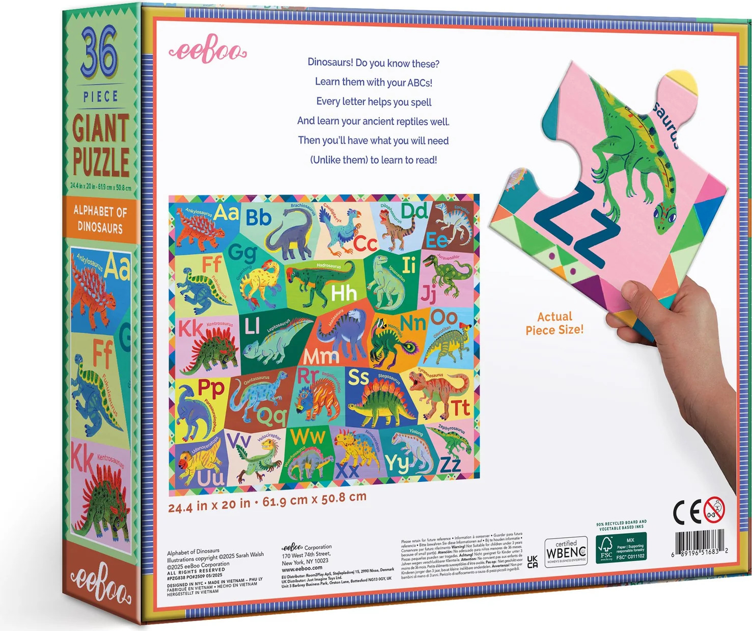 Alphabet of Dinosaurs 36 Piece Giant Puzzle