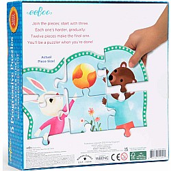 Eeboo "Ready to Grow Progressive Puzzle - Together Time" (3, 4, 6, 9, 12 Pc 5 in 1 Puzzle)