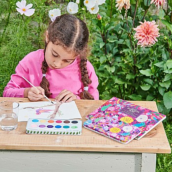 Watercolor Paints, Birds in Fuchsia