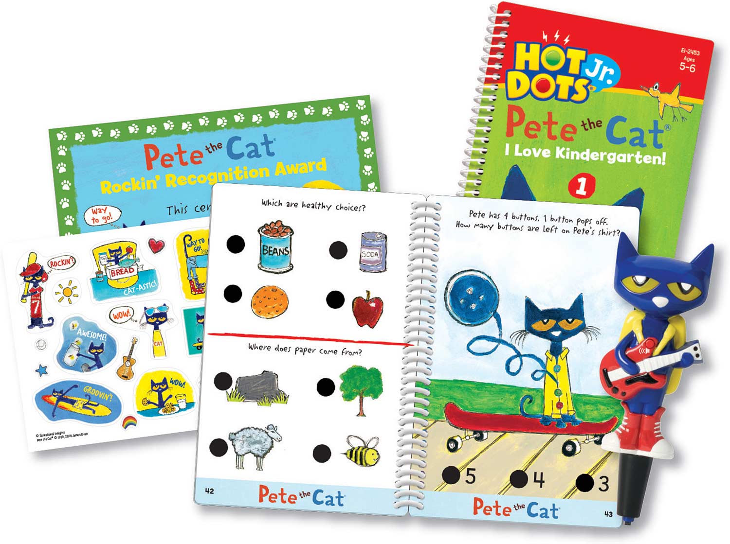 Hot Dots Jr Pete The Cat I Love Kindergarten Set + Pen - Kiddlestix Toys