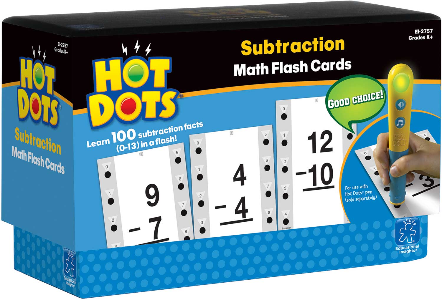 Educational Insights Hot Dots Subtraction Math Flash Cards With Stylus Pen NEW 
