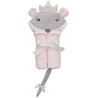 Elegant Baby Bath Time Gift Hooded Towel Wrap, Pink Mousie Princess