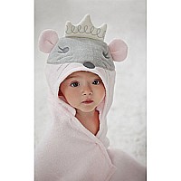 Elegant Baby Bath Time Gift Hooded Towel Wrap, Pink Mousie Princess