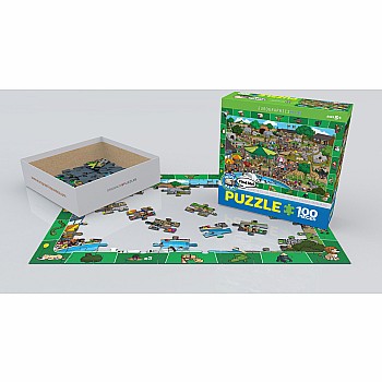 Spot & Find 100 pc Puzzle Game - A Day at the Zoo - Spot & Find