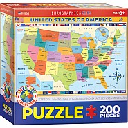 Map Of The Usa 200-piece Puzzle