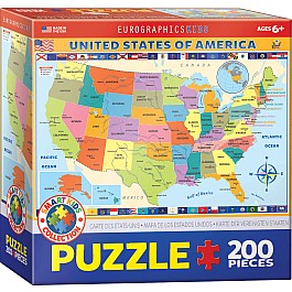 Map of the United States of America 200-Piece Puzzle