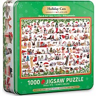 1000 pc Holiday Cats Tin puzzle