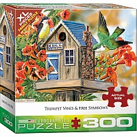 Trumpet Vines  Tree Sparrows By Janene Grende 300-piece Puzzle